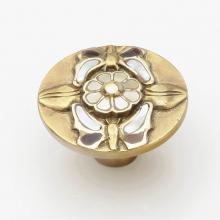 Schaub and Company 954K-AB - Knob, Penshell/Mother of Pearl, Antique Brass, 1-1/2'' dia