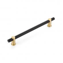 Schaub and Company 422-MB/SB - Fonce,Appliance Pull,12'' Cc,With Matte Black Bar And Satin Brass Stems,,