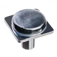 Sietto M-1302-PC - Geomtric Round Irid Black On Square Polished Chrome Knob