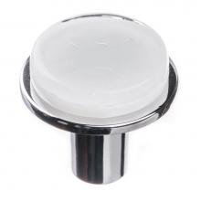 Sietto R-1300-PC - Geomtric Round White On Round Polished Chrome Knob