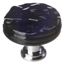 Sietto R-213-ORB - Glacier Black Round Knob With Oil Rubbed Bronze Base