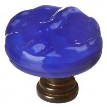 Sietto R-221-ORB - Glacier Cobalt Round Knob With Oil Rubbed Bronze Base