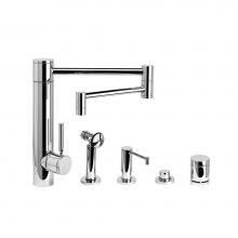 Waterstone 3600-18-4-PG - Waterstone Hunley Kitchen Faucet - 18'' Articulated Spout - 4pc. Suite