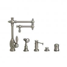 Waterstone 4100-12-4-PG - Waterstone Towson Kitchen Faucet - 12'' Articulated Spout - 4pc. Suite