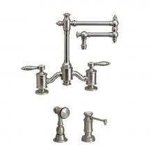 Waterstone 6100-12-2-PG - Waterstone Towson Bridge Faucet - 12'' Articulated Spout - Lever Handles - 2pc. Suite