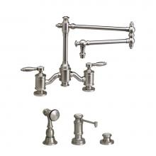 Waterstone 6100-18-3-PG - Waterstone Towson Bridge Faucet - 18'' Articulated Spout - Lever Handles - 3pc. Suite