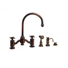 Waterstone 6350-3-PG - Waterstone Hampton Bridge Faucet - Cross Handles - 3pc. Suite