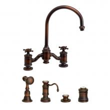 Waterstone 6350-4-WB - Hampton Bridge Faucet - Cross Handles - 4Pc. Suite