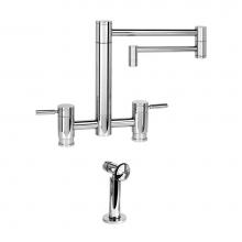 Waterstone 7600-18-1-PG - Waterstone Hunley Bridge Faucet - 18'' Articulated Spout w/ Side Spray