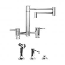 Waterstone 7600-18-3-PG - Waterstone Hunley Bridge Faucet - 18'' Articulated Spout - 3pc. Suite