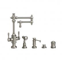 Waterstone 8010-12-4-PG - Waterstone Towson Two Handle Kitchen Faucet - 12'' Articulated Spout - 4pc. Suite