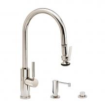 Waterstone 9860-3-PG - Waterstone Modern PLP Pulldown Faucet - Lever Sprayer - Angled Spout - 3pc. Suite