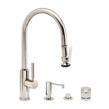 Waterstone 9860-4-PG - Waterstone Modern PLP Pulldown Faucet - Lever Sprayer - Angled Spout - 4pc. Suite