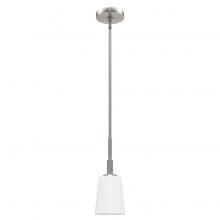 Hunter 19887 - Hunter Nolita Brushed Nickel with Cased White Glass 1 Light Pendant Ceiling Light Fixture