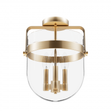 Hunter 19836 - Hunter Karloff Brushed Nickel with Clear Glass 3 Light Flush Mount Ceiling Light Fixture