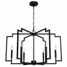 Hunter 45242 - Hunter Zoanne Matte Black 6 Light Chandelier Ceiling Light Fixture